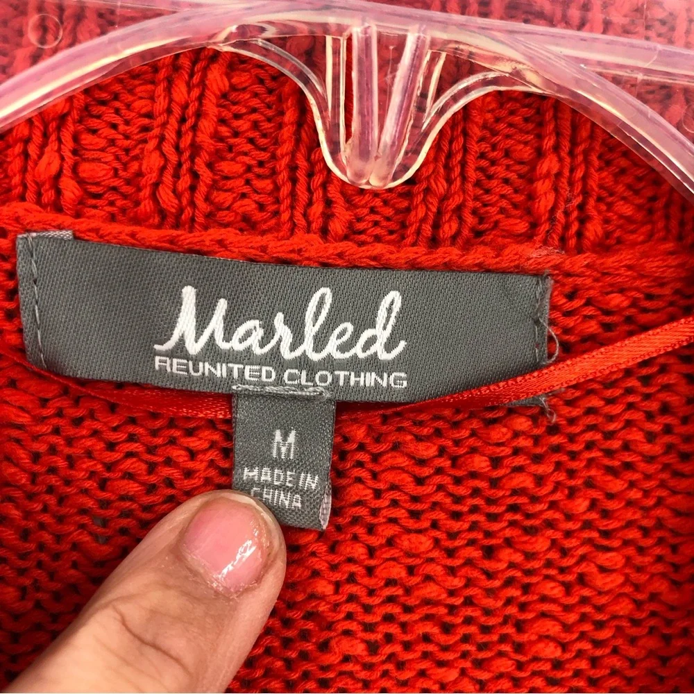 Marled Cardigan Sweater Womens Medium Red Reunited Clothing